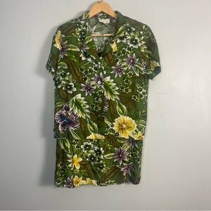 Coldwater creek Two piece skort shirt set size 6 petite green tropical vintage
